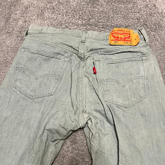 Levi’s 501 Jeans Mens 34 X30 Green Button Fly Straight Pants - Picture 4 of 11